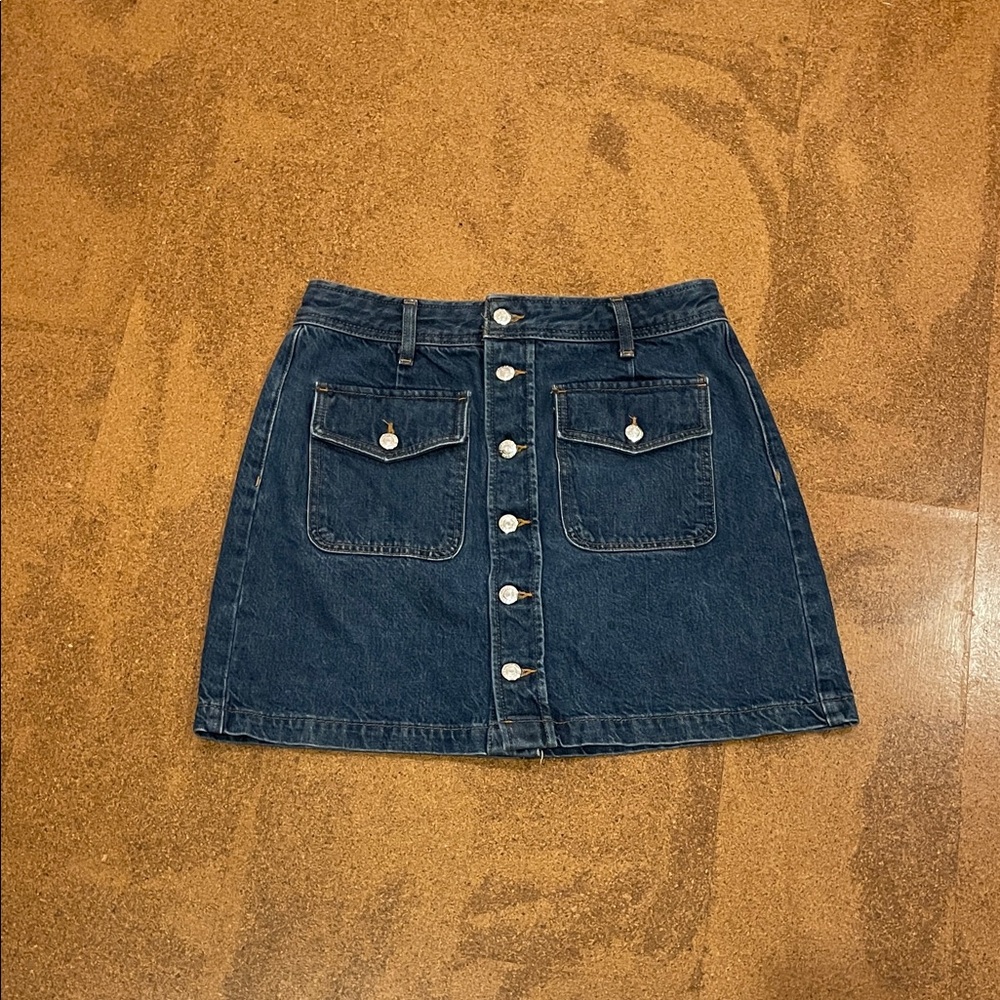 LOFT Dark Blue Denim A-Line Skirt